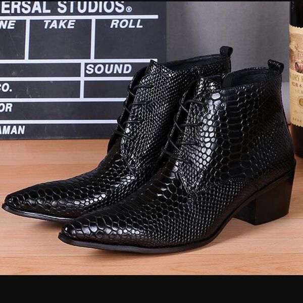 

2020 genuine high boots men wear shoes cowboy leather toe size47 gfjb, Black