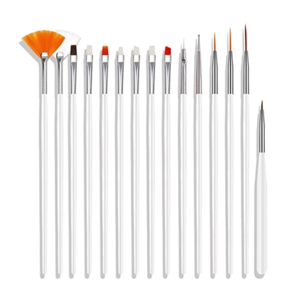 

15pcs nail brush kit nail art tips uv gel nail builder brush for art design painting pen set tool w12695, Yellow