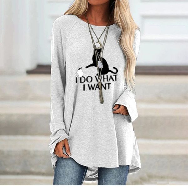 

женщины плюс размер печать рубашки 5xl повседневный с длинным рукавом беседки женские топы harajuku basic x0ps, White