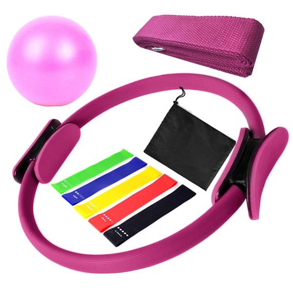 

9pcs yoga supplies elastic exercise band yoga ball pilates circle for home indoor gym