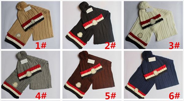 

brand hats scarves sets men women scarf hat two piece fashion winter mixed colour warm scarves cap with label, Blue;gray