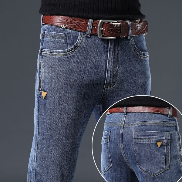 

2021 new newly korean style fashion men jeans elastic casual denim pencil pants hombre designer stretch retro skinny fit long trousers li5s, Blue