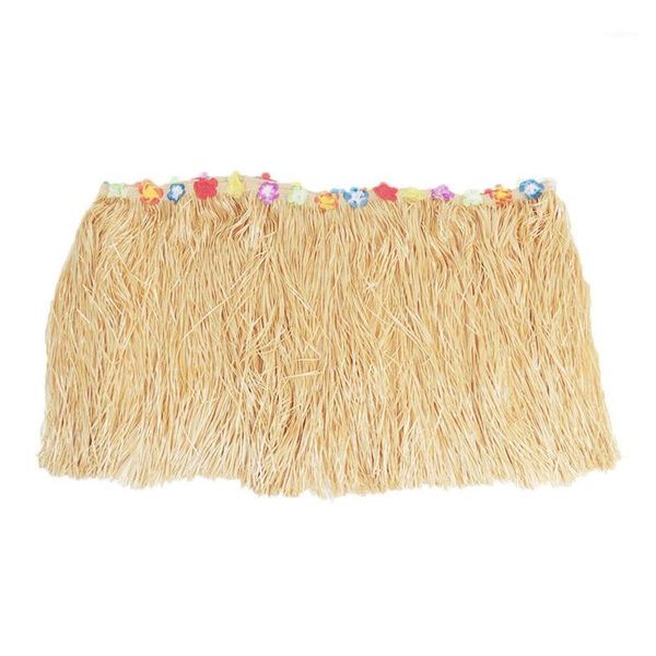 

hawaiian luau beige flower grass garden beach party table skirt cover decor1