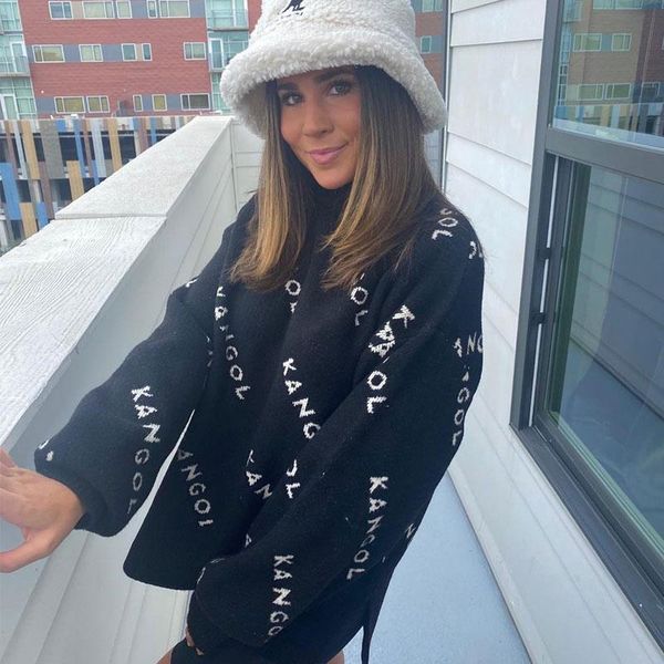 

loose autumn sweater man 2020 new kangol korean elegant knitted sweater warm female pullovers fashion solid couple models, White;black