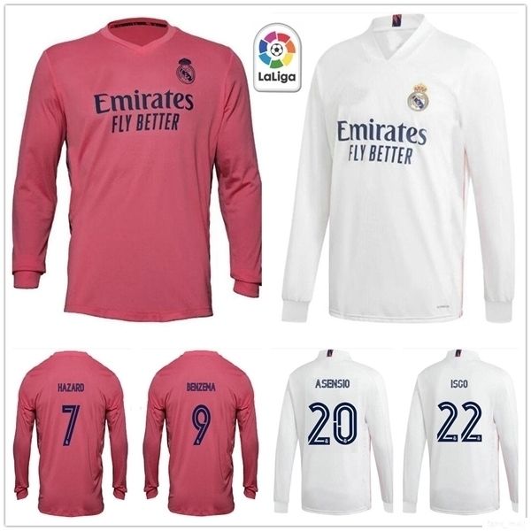 

2020 new real madrid long sleeve soccer jerseys hazard modric asensio vinicius jr jovic militao custom football shirt camisa de futebol, Black;yellow