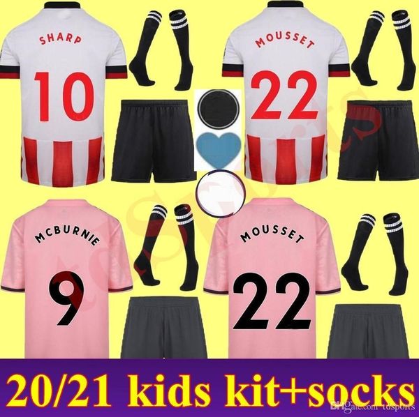 

new child kids kit 20 21 home soccer jerseys mousset mcburnie lundstram norwood sharp 2021 away 2020 youth football shirts, Black