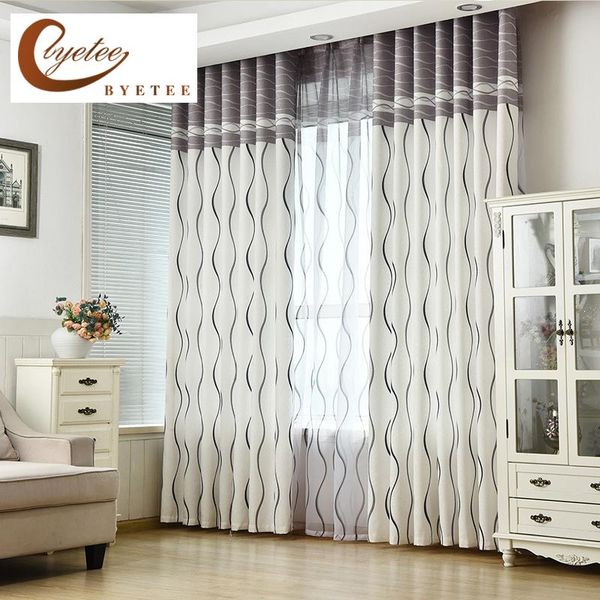 

{byetee} strip printed curtains for living room door drapes kitchen shade curtain modern brief bedroom window cortinas
