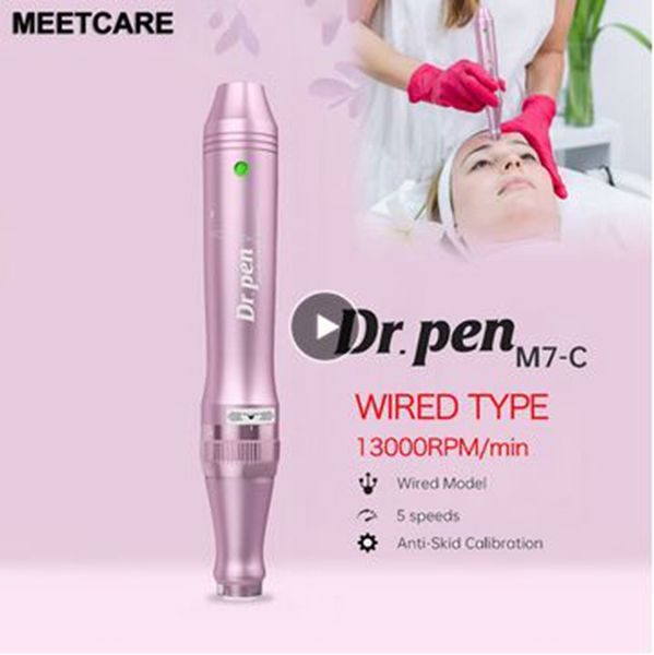 Dr Pen elettrico DermaPen M7-C Sistema automatico di microaghi Anti invecchiamento Lunghezze dell'ago regolabili 0,25 mm-2,5 mm Micro rullo per la cura della pelle