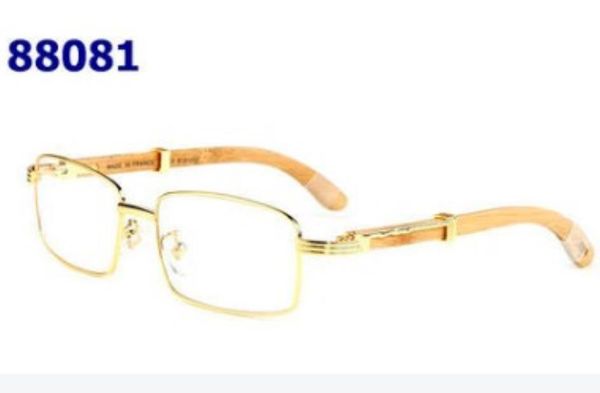 Großhandels-Herren-Holz-Sonnenbrillen für Herren und Damen, schwarz, braun, transparente Linse, rahmenloses Markendesigner-Fahrglas