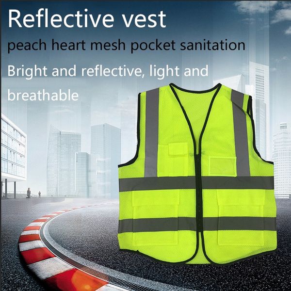 

reflective vest peach heart mesh pocket sanitation reflective vest car traffic building protective reflective clothing 5 colors