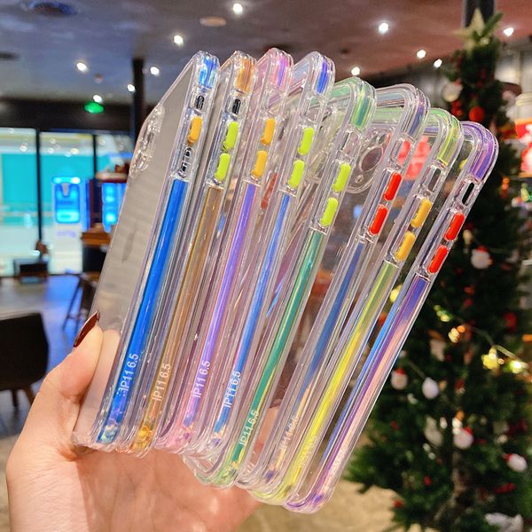 

luxury clear colorful straight soft tpu shockproof dual color bumper case back cover for iphone 12 mini 11 pro max 8 7 se 2020 se2
