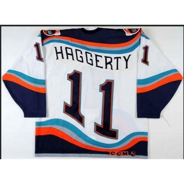 

men 1996-98 sean haggerty #11 darius kasparaitis new york islanders game worn jersey - team letter or custom any name or number retro jersey, Black