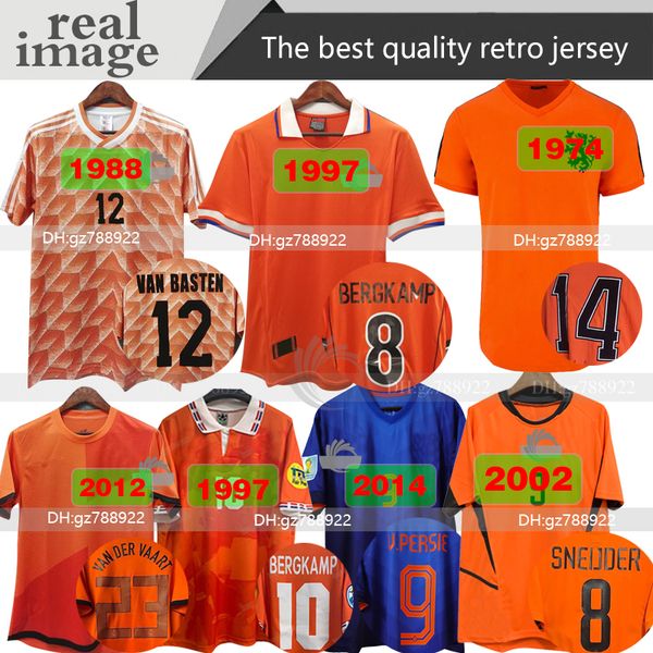 

cruyff 1974 hollandes retro 88 soccer jersey 1970 van basten 2000 2002 1998 1994 retro football shirts bergkamp 1996 gullit rijkaard davids, Black;yellow