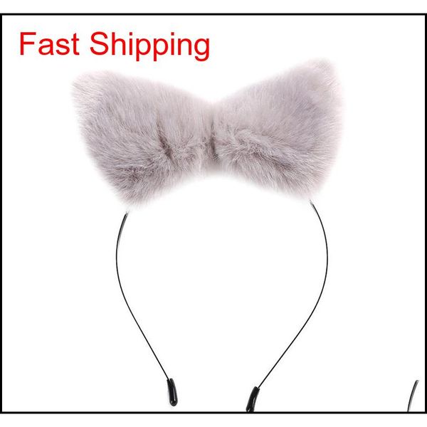 

cute sale women fox ear headbands fashion children hair accessories plush fox cat ears hair qylyqu bdefashion, Silver