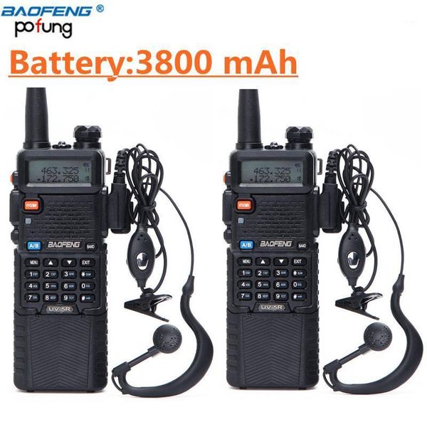 

2 pcs baofeng uv-5r 3800 mah battery walkie talkie dual band radio uhf 400-520mhz vhf 136-174mhz two way radio portable cb1