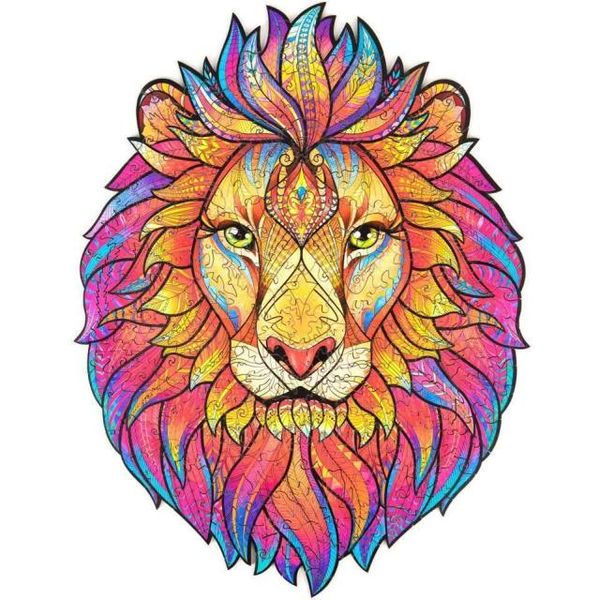 

wooden puzzle jigsaw, gift for adults and kids, unique shape jigsaw pieces mysterious lion puzzle 29.7cmx 42 cm 327pieces king size