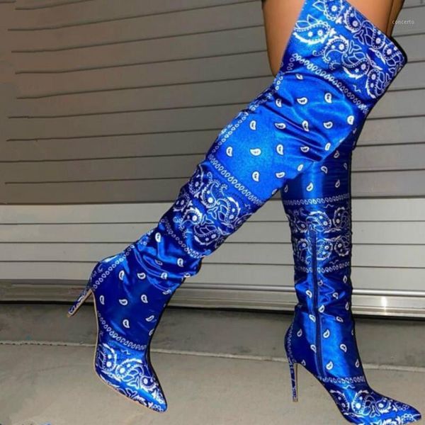 

2020 autumn plus size boots women winter new super high heel print over the knee boots stiletto fashion motorcycle1, Black
