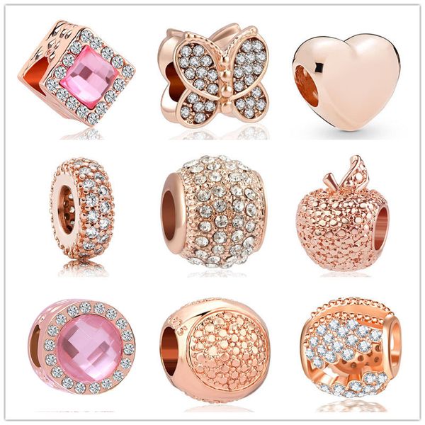 

новейшая бесплатная доставка moq20pcs european rose gold apple крыла бабочка spacer heart diy bead fit pandora charm bracete d082, Black