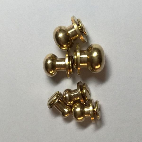 

10pcs 5/6/7/8/9/10mm solid brass belt bag screw rivet knob round button chicago screw in button studs leather craft acc bbyolk, Blike;white