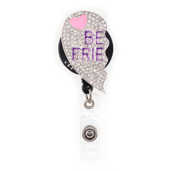 

pins, brooches friends rhinestone retractable badge holder with heart for gift id card, Gray