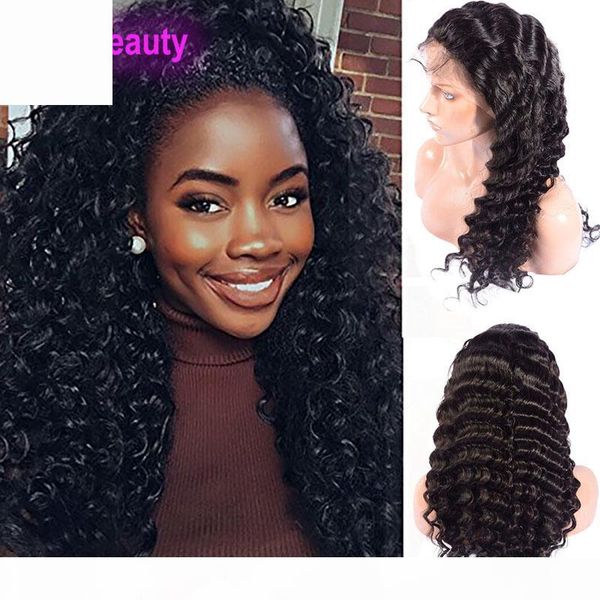 

malaysian unprocessed human hair full lace wigs 8-32inch deep wave curly natural color full lace wigs virgin hair lace wigs, Black;brown