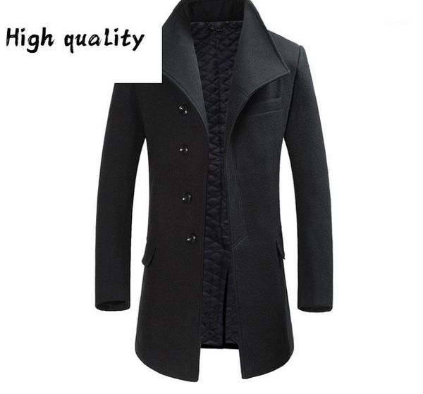 

coat men's winter wool coat men long jacket thicken coats man winter 2020 woolen mens overcoat abrigo hombre1, Black