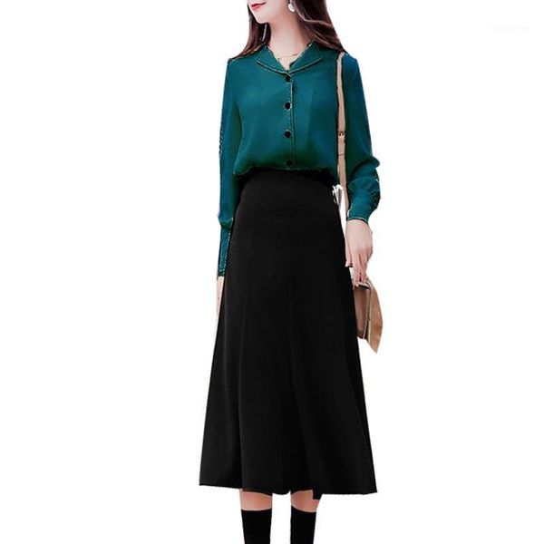 

women's spring autumn style dress / suit women's notched collar button patchwork two pieces korean dress 32781, Black;gray