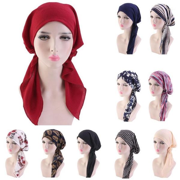 

muslim full cover inner hijab cap islamic head wear hat underscarf bandage beautiful lace up turban for women headscarf fashion1, Red