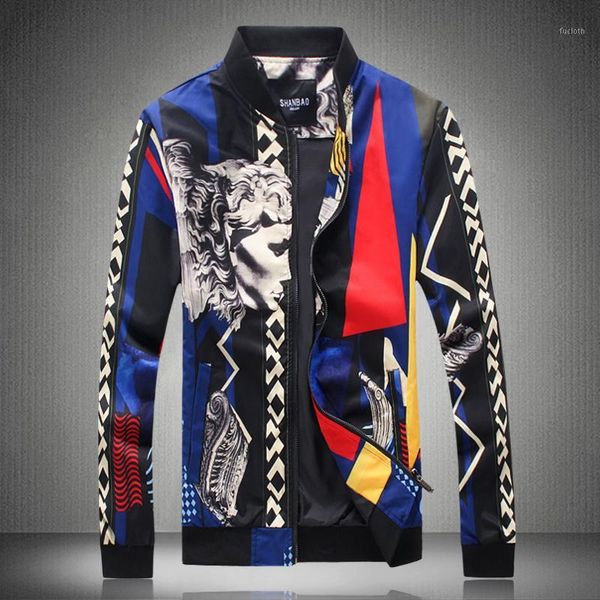 

2019 luxury print jackets men autumn fashion bomber jacket casual slim fit men's coat streetwear social outwear clothing1, Black;brown