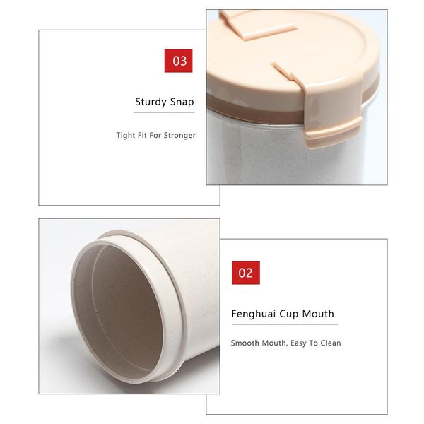 

600мл соломы пшеницы суп кубок герметичны пластиковые завтрак в микроволновой печи воды мгновенного горшок мини lunch box творческий milk te