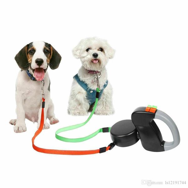 

9.8ft retractable pet dog double lead leash tangle dual 2 dog 50bs pounds per dog