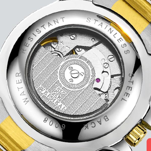 

weisikai top brand full matic механические мужские часы водонепроницаемый мужской нержавеющая сталь дата спорт наручные часы relogio masculi, Silver