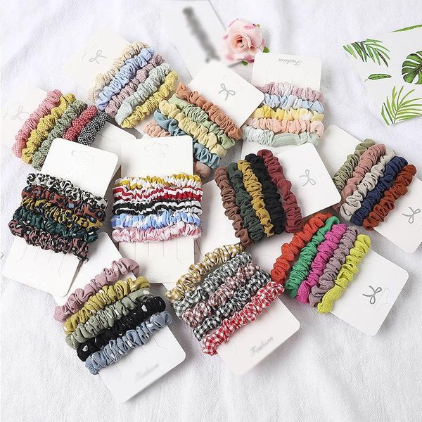 

5pcs/set elastic satin rubber bands girls hair ring hair scrunchies set fashion headband ponytail holder rope hair accessories q bbyehz