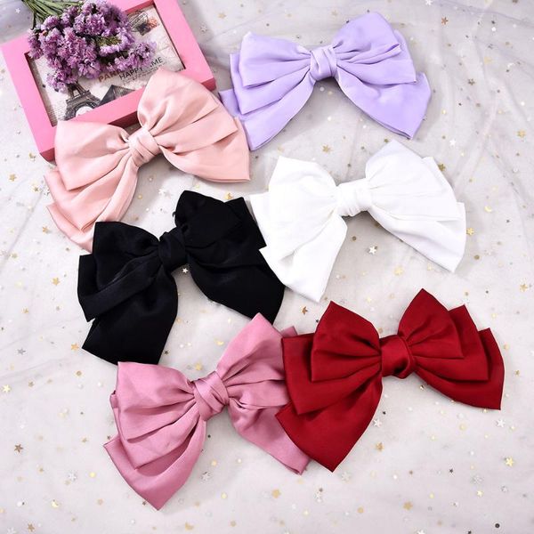 

hair accessories big bow clip satin barrette hairpin solid color ponytail