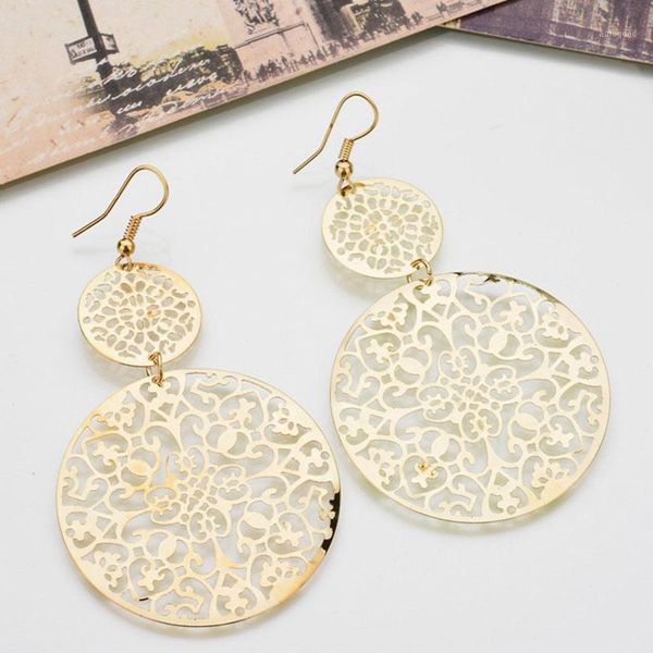

dangle & chandelier .bohemian retro fashion round hollow ladies ethnic wind earrings jewelry wholesale1, Silver