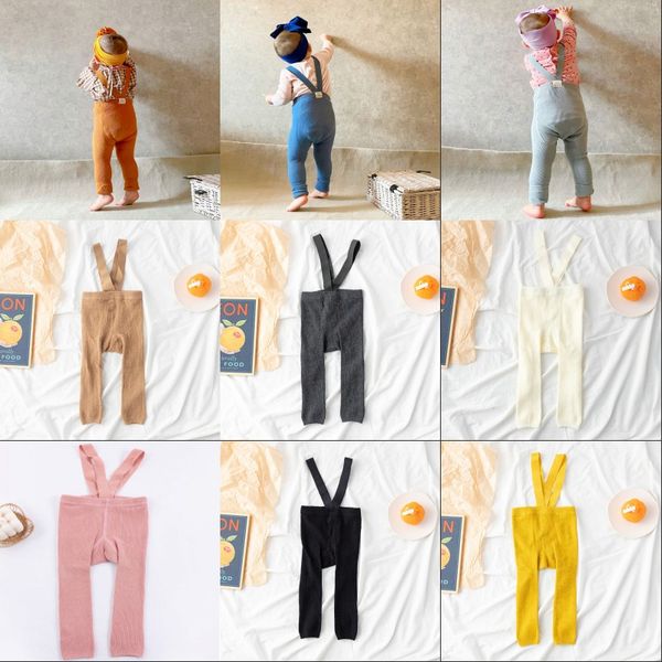 

soft baby girl boy leggings toddler high waist elasticity solid color suspender ninth pants kids overalls clothing 20220226 h1, Blue