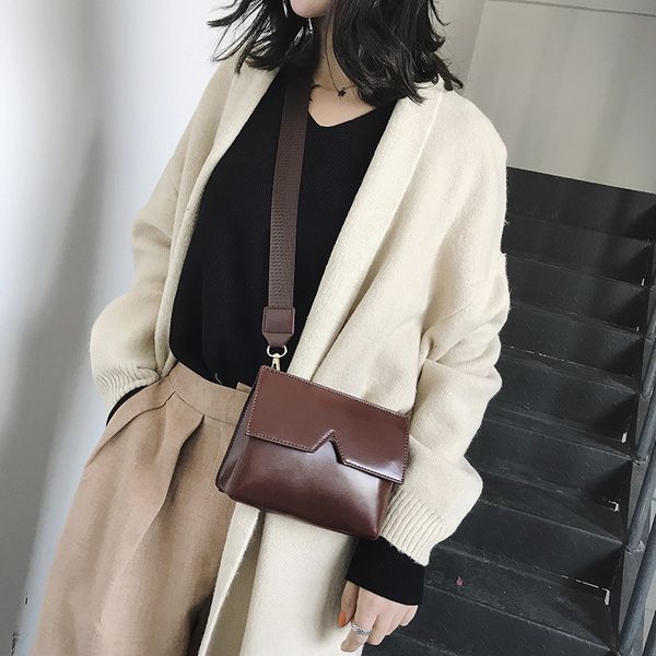 

020 tide woman bag texture joker single shoulder small square package concise broadband oblique satchel