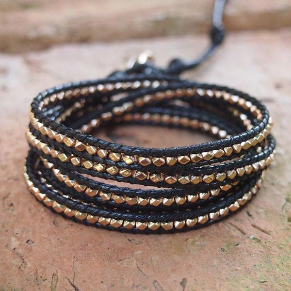 

tennis handmade vintage alloy beads 5strands wrap bracelets bohemian wax rope adjustable statement bracelet gifts jewelry for women men, Golden;silver