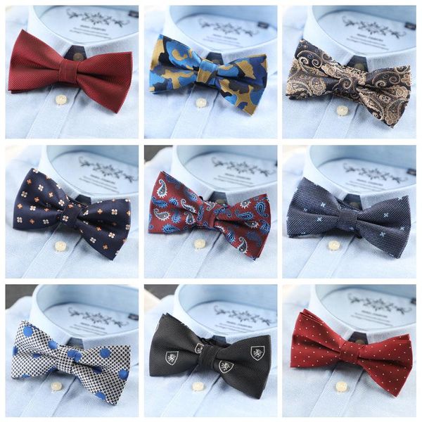 

bow ties men's formal suit, casual polyester silk double-layer tie trendy explosion manufacturer spot self for men, Black;gray