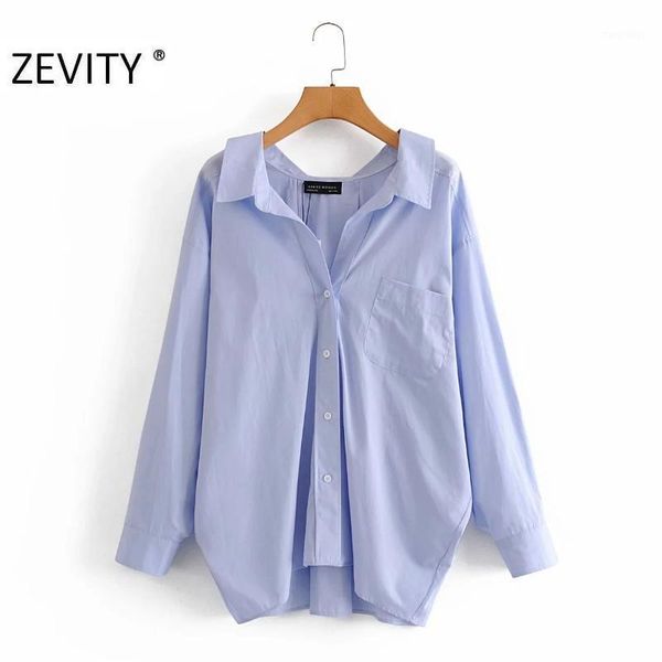 

zevity women fashion solid color casual loose smock shirt blouse women business femininas chemise leisure kimono shirts ls72331, White