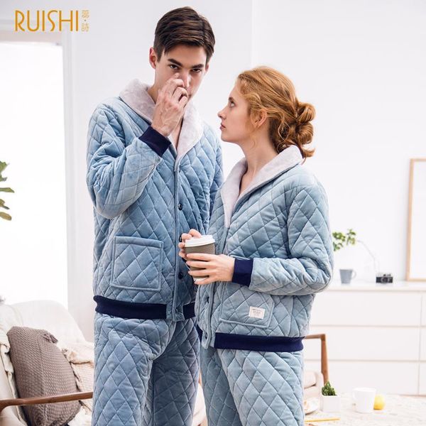 

matching set couple night suits men and women thick pajamas sets winter sleepwear home wear warm pajamas couple matching1, Black;red