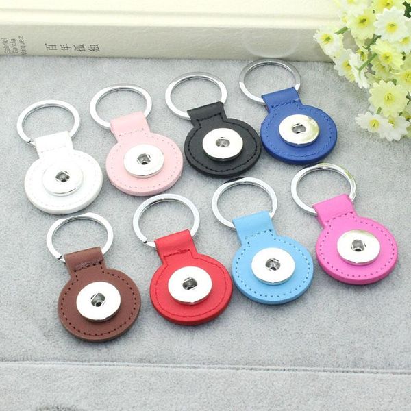 

10pcs/lot new snap jewelry pu leather keychains fit 18mm 20mm snap buttons diy snap keyring for women keychain q jlliwg, Silver