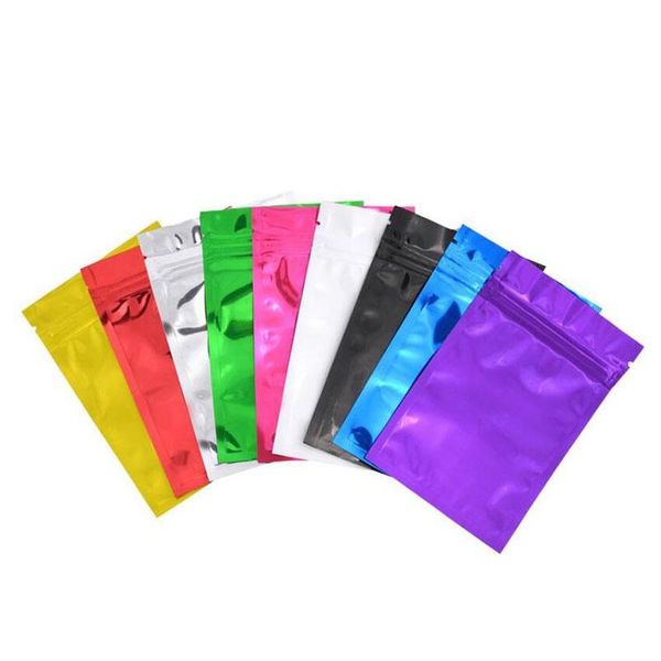 

100 pcs colorful aluminum foil bag self seal zipper packing food bag pink blue green retail resealable pac qyljjk lipper