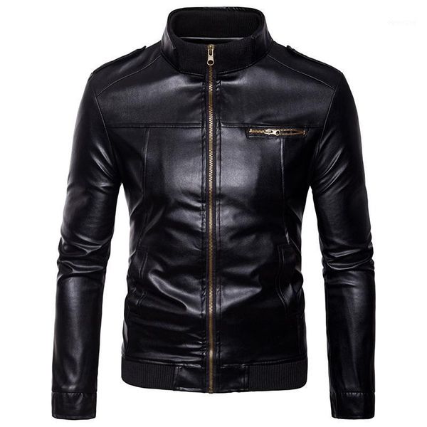 

leather jacket men biker jacket men's coat autumn winter hip hop motorcycle leather tjwlkj1, Black