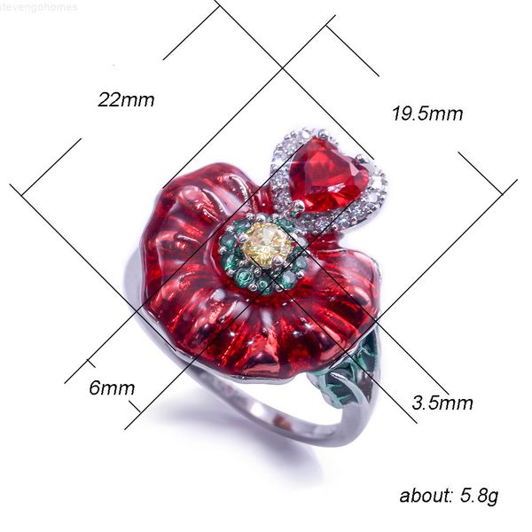 

girl rhinestone rose zircon lady crystal ring, Silver