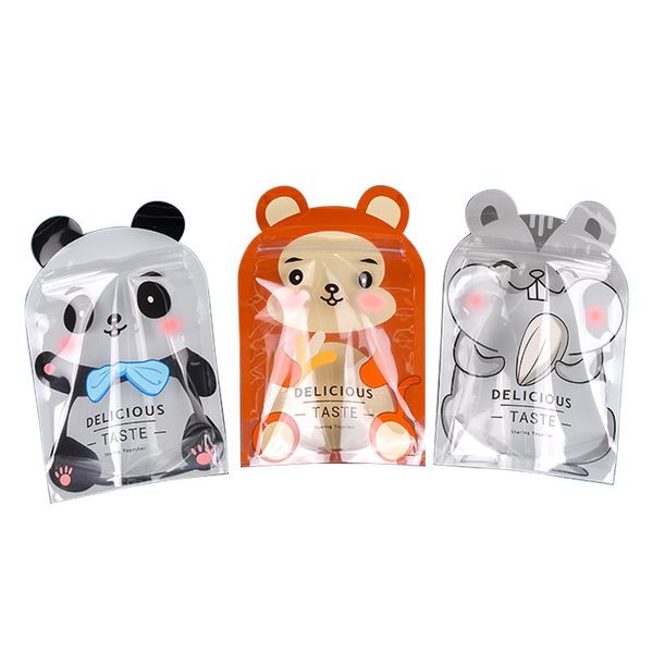 Autoadesiva Biscotto di confezionamento della caramella Borsa da imballaggio Panda Monkey Candy Cookies Biscotti Borsa di stoccaggio regalo 20C 15 * 22cm 50pcs Biscotto