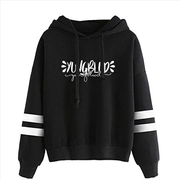 

yungblud singer logo with parallel bars sleeves hoodies sweatshirt 2020 new arrival fashion sweatshirt hip hop jacket clothes, Black