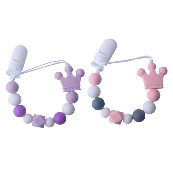 

2pcs infant pacifier clip silicone teething chain teething toys supply