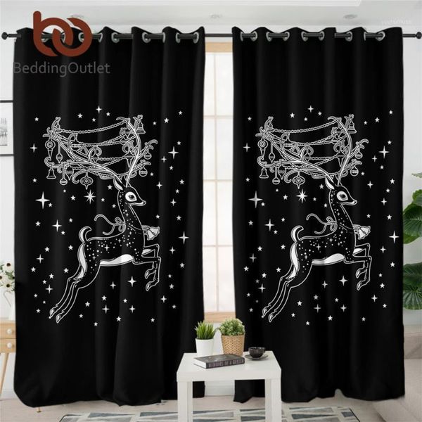 

curtain & drapes beddingoutlet christmas deer luxury snowflake bedroom blackout elk reindeer tree cortinas year gift dropship1