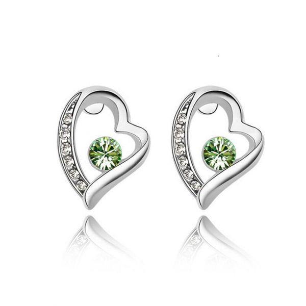 

wholesale romantic crystal heart earrings 10*13mm stud earrings crystal from austria women costume jewelry ing, Golden;silver